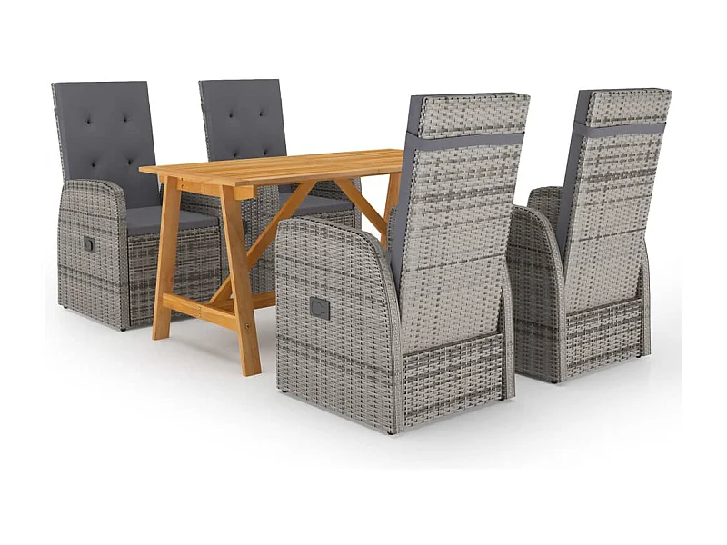 Juego de comedor para jardín 5 piezas gris