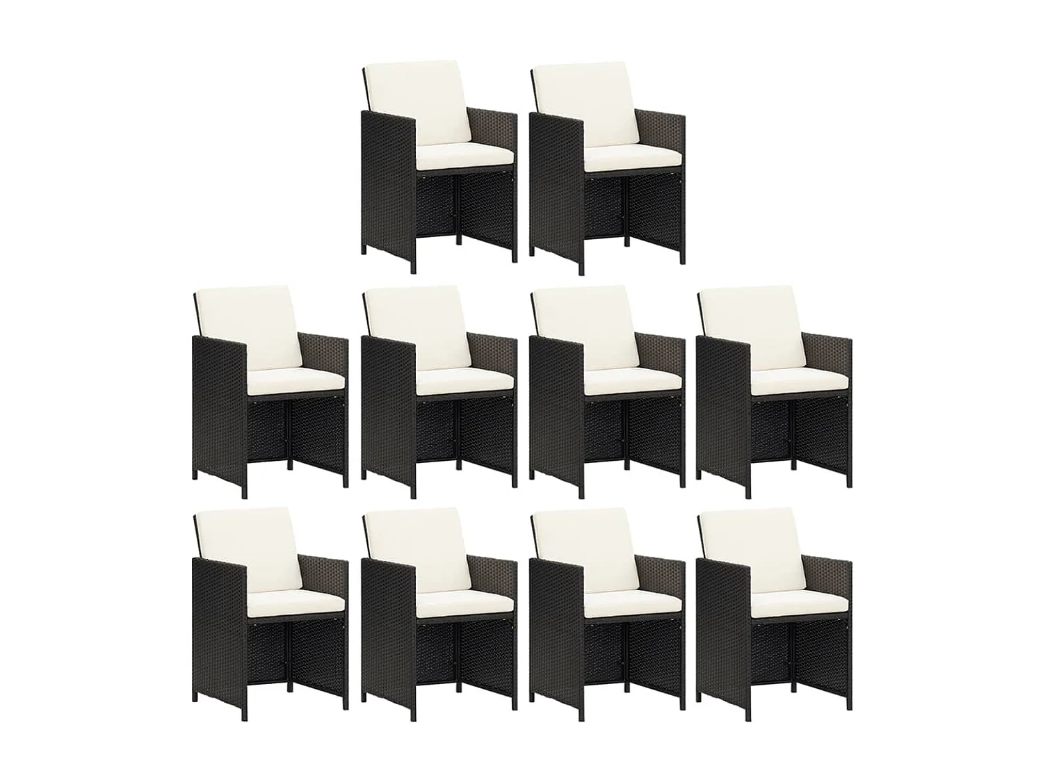 Ensemble à dîner de jardin coussins 11 pièces Résine tressée Noir