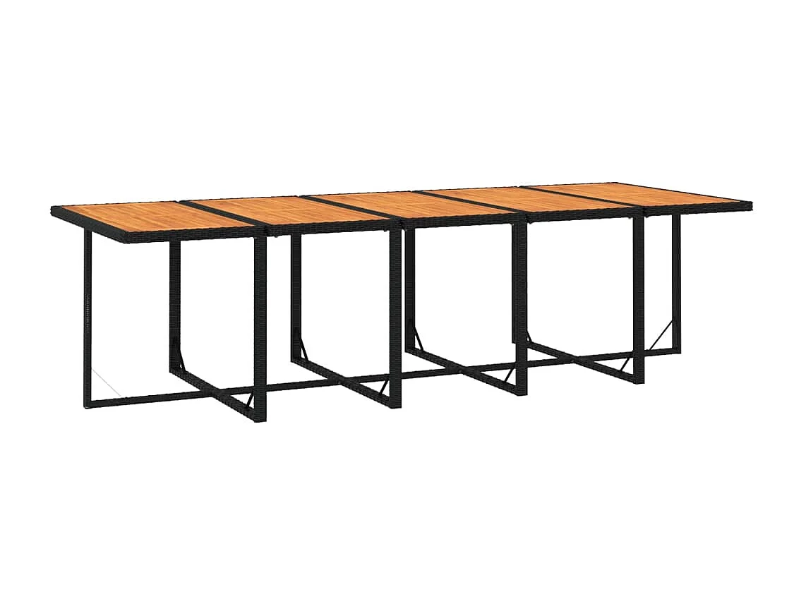 Ensemble à dîner de jardin coussins 11 pièces Résine tressée Noir