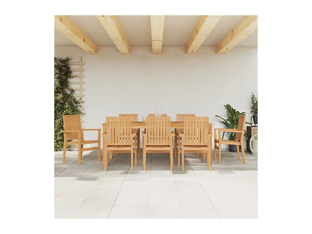 Ensemble à dîner de jardin 9 pièces Bois de teck solide