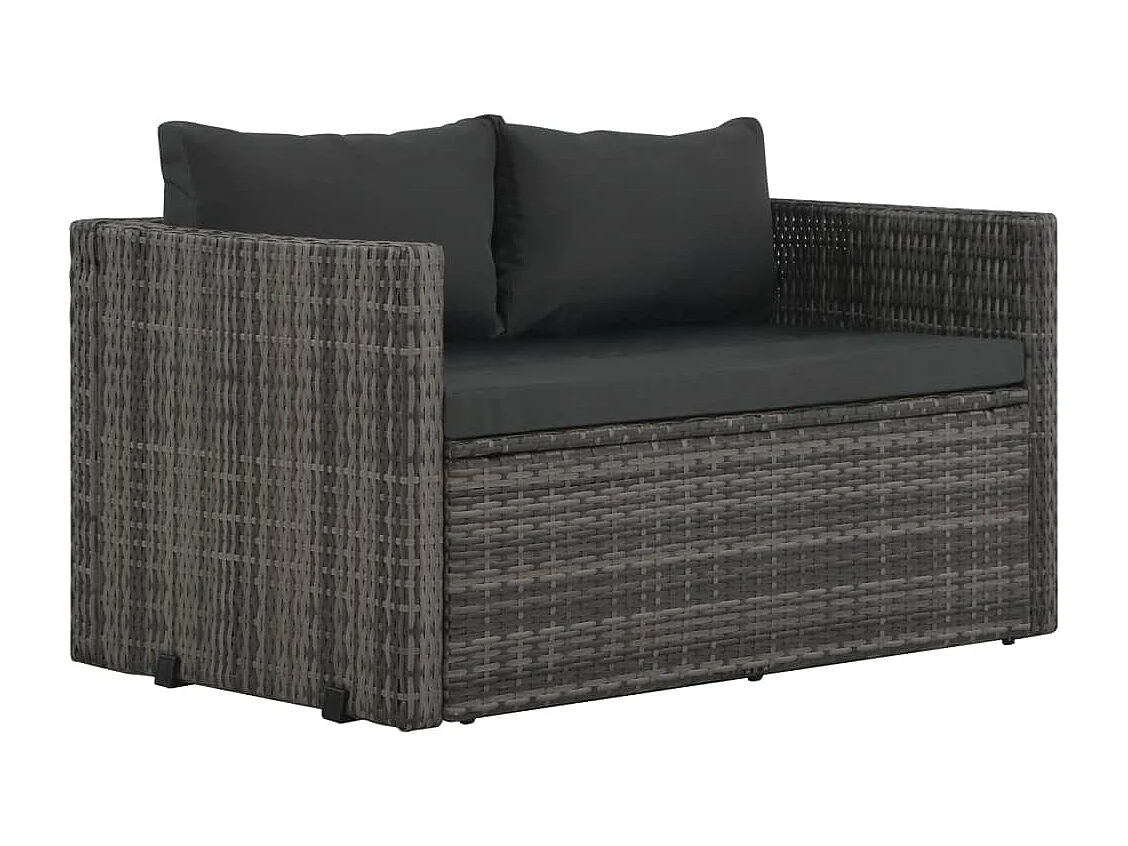 Mobilier à dîner de jardin 3 pièces et coussins Résine tressée Gris