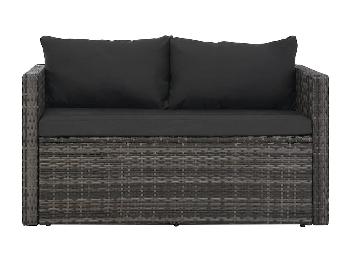 Mobilier à dîner de jardin 3 pièces et coussins Résine tressée Gris