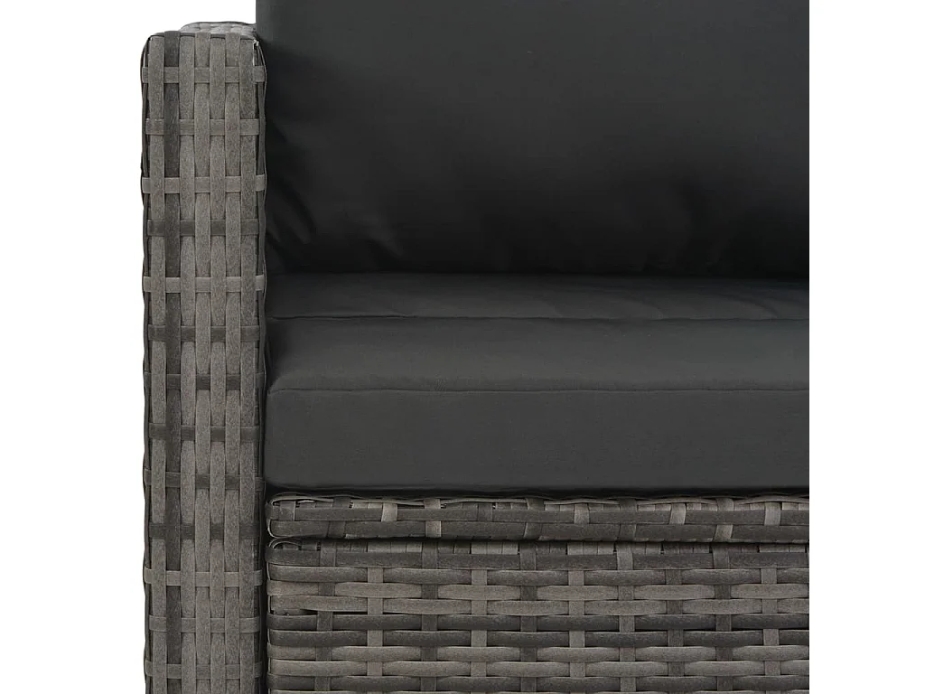 Mobilier à dîner de jardin 3 pièces et coussins Résine tressée Gris