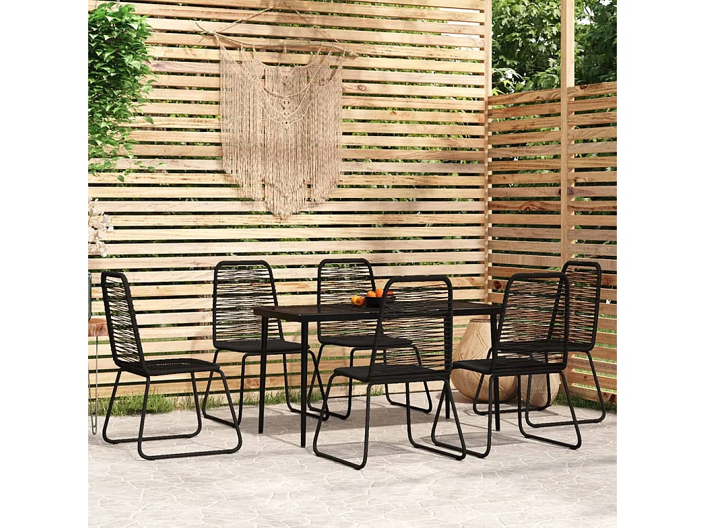 Juego de comedor para jardín 7 piezas negro