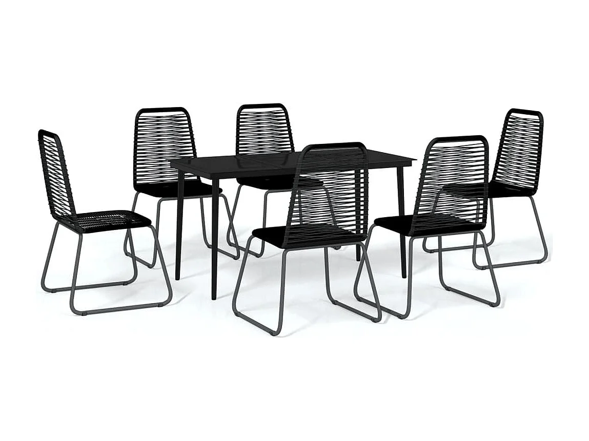 Juego de comedor para jardín 7 piezas negro