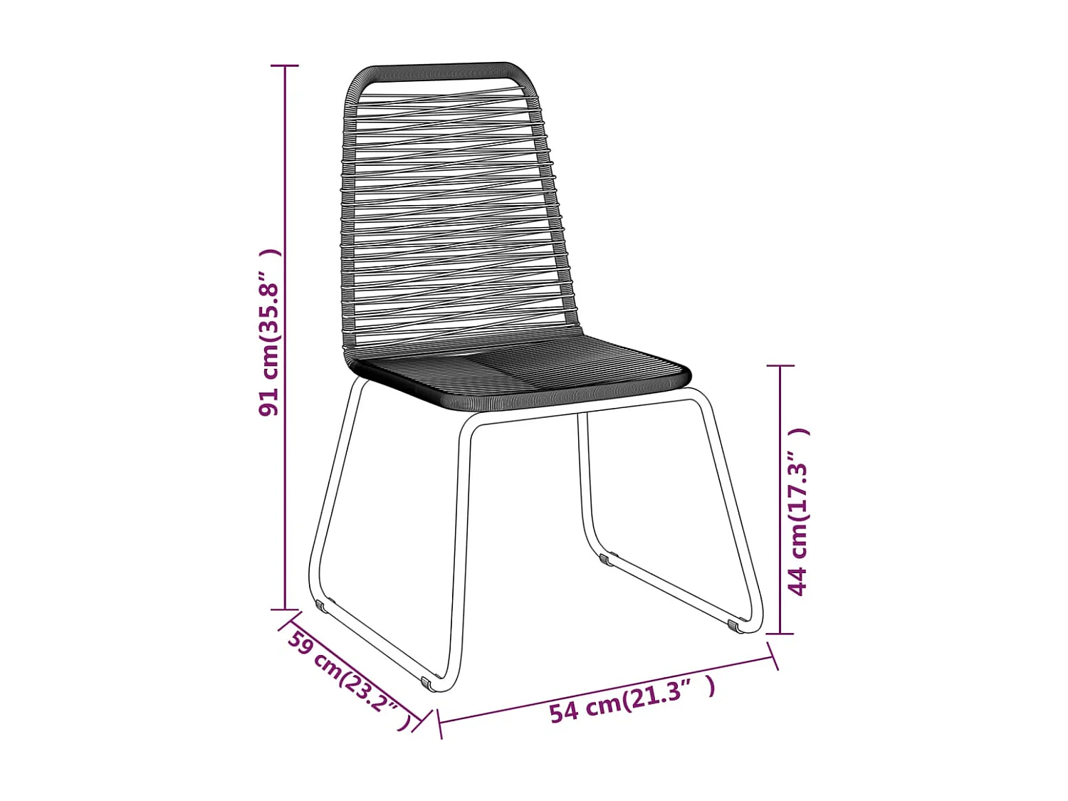 Juego de comedor para jardín 7 piezas negro