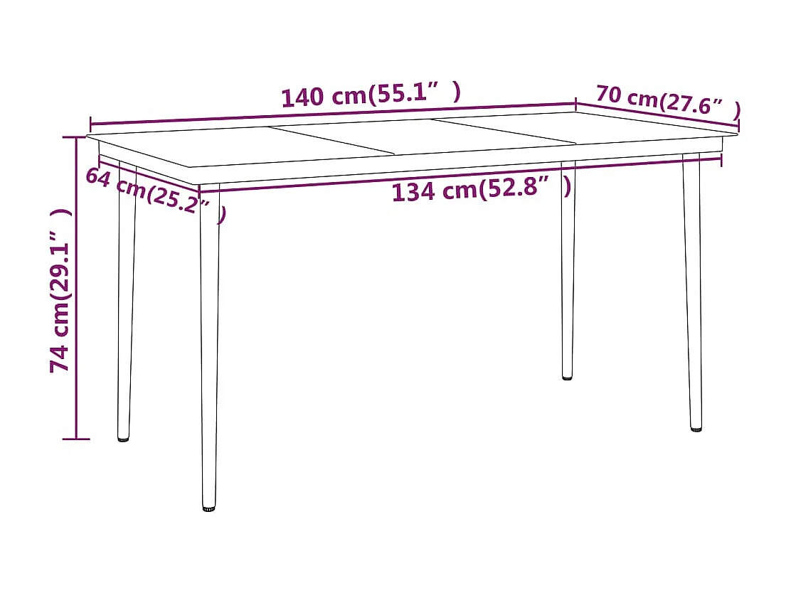 Juego de comedor para jardín 7 piezas negro