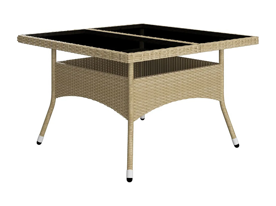 9 peças conjunto de jantar para jardim vidro e vime PE bege