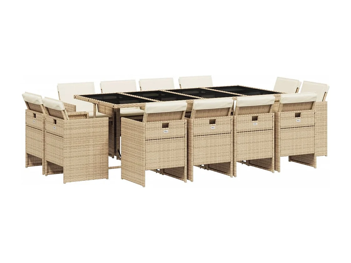 13-delige Tuinset met kussens poly rattan beige