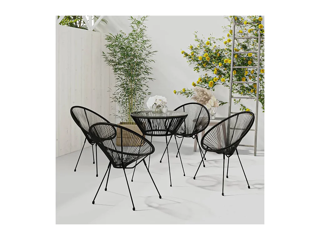 Ensemble de salle à manger de jardin 5 pièces Noir