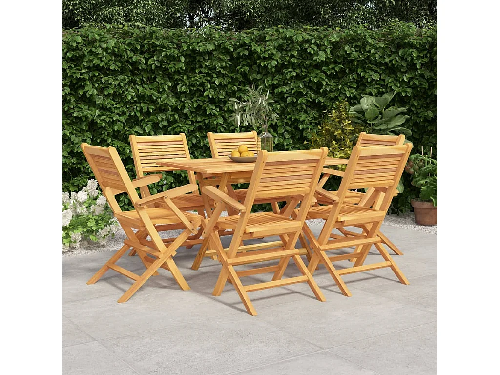 Ensemble à dîner de jardin 7 pièces Bois de teck solide