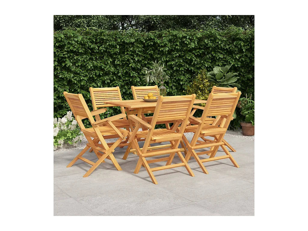 Ensemble à dîner de jardin 7 pièces Bois de teck solide