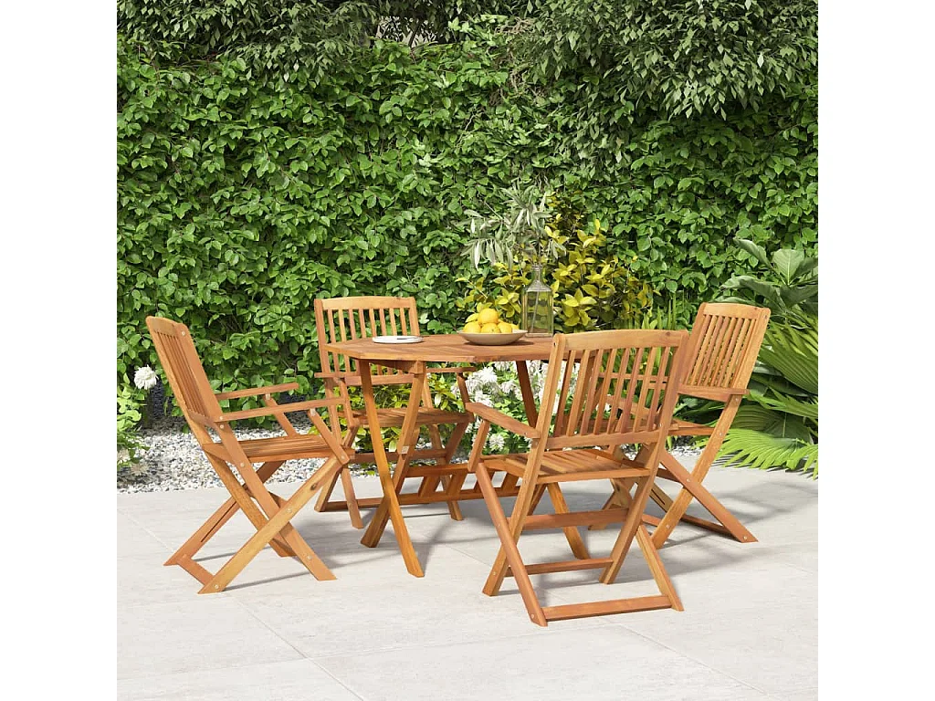 Juego de comedor de jardín 5 piezas madera maciza de acacia