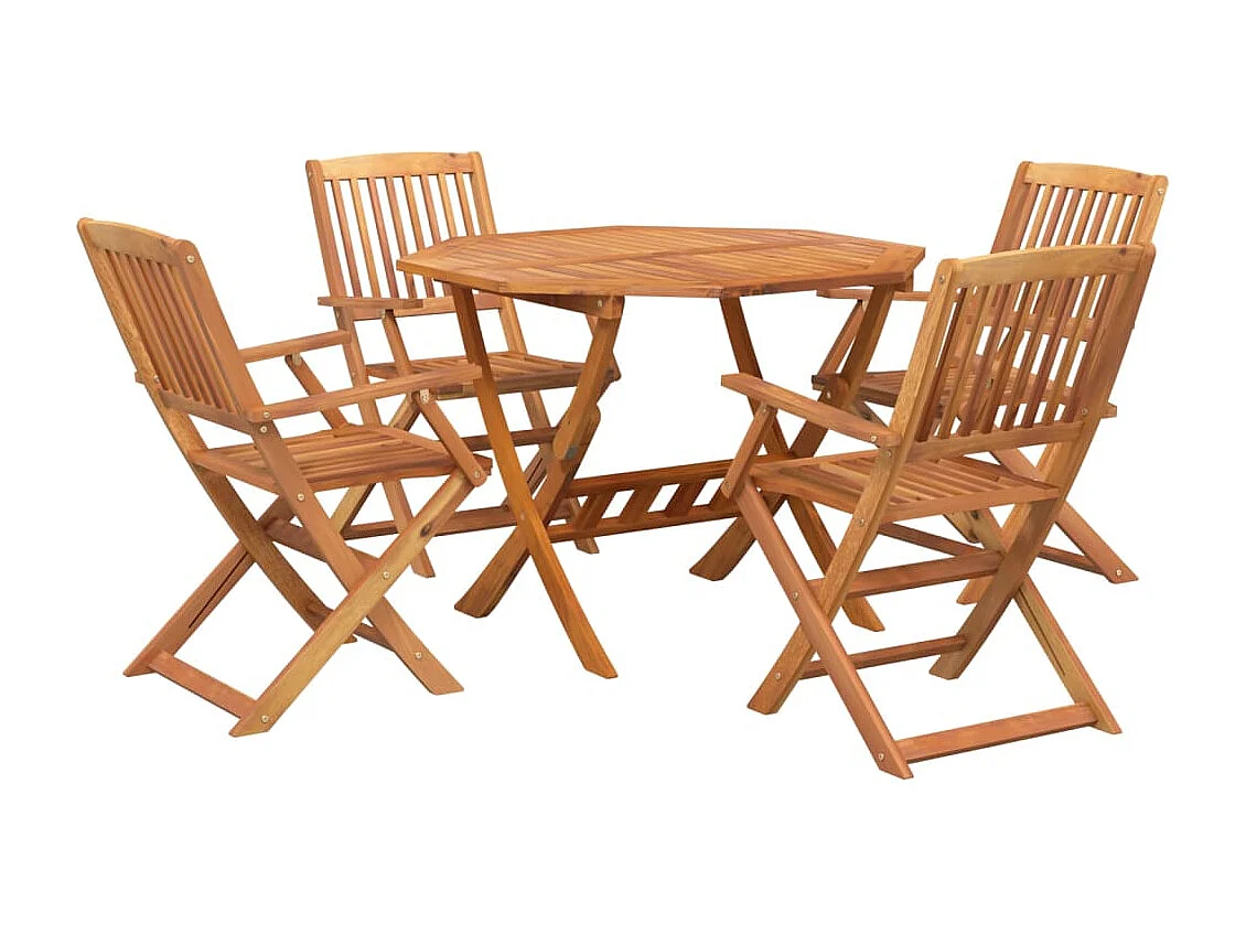 Juego de comedor de jardín 5 piezas madera maciza de acacia