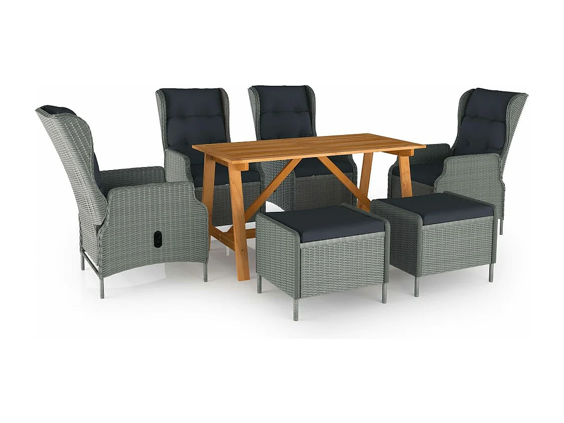 Juego de comedor para jardín de 7 piezas gris claro