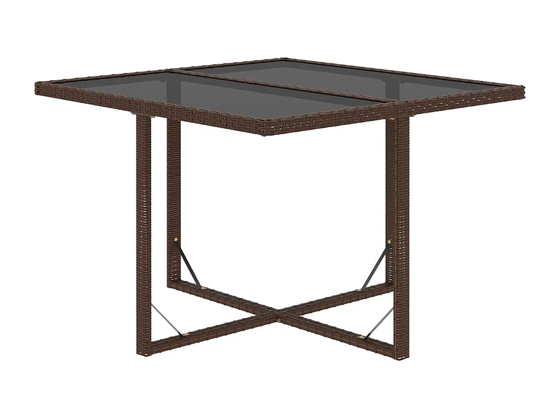 Meubles à dîner de jardin et coussins 9 pièces Poly rotin Marron