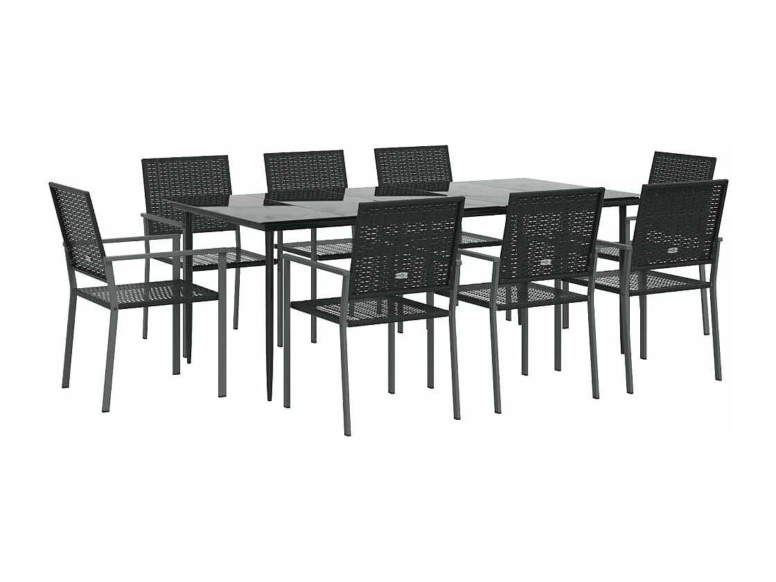 Ensemble à manger de jardin 9 pièces résine tressée acier