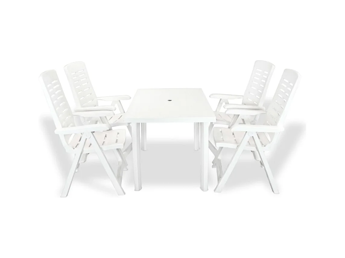 Conjunto de jantar de exterior 5 peças plástico branco
