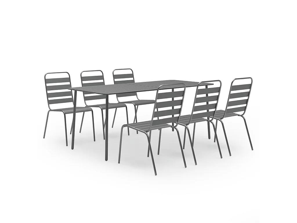 Juego de comedor de jardín 7 piezas acero gris oscuro