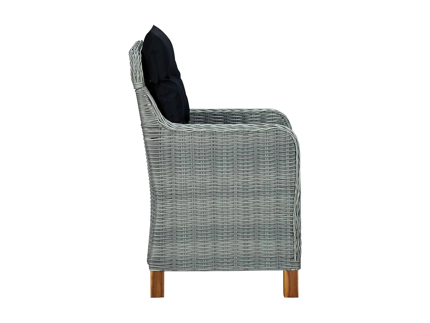 Mobilier à dîner 7 pièces avec coussins Résine tressée Gris clair