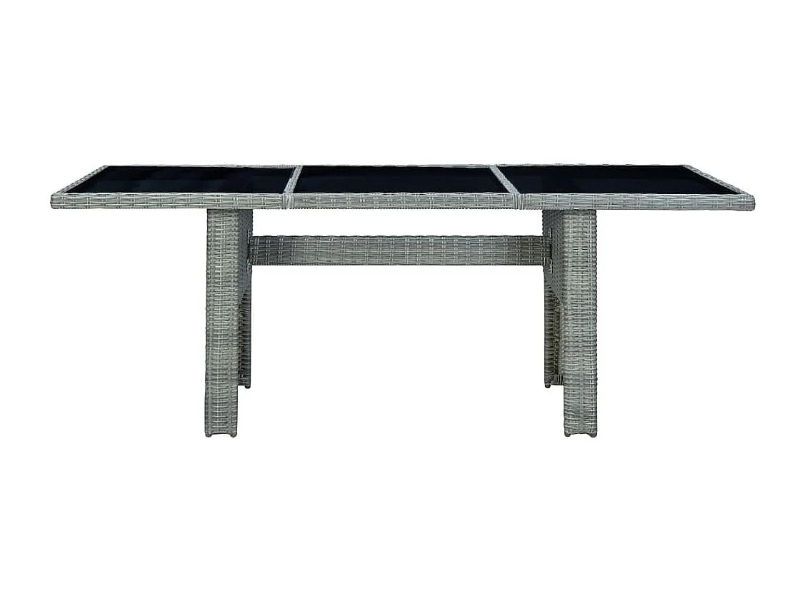 Mobilier à dîner 7 pièces avec coussins Résine tressée Gris clair