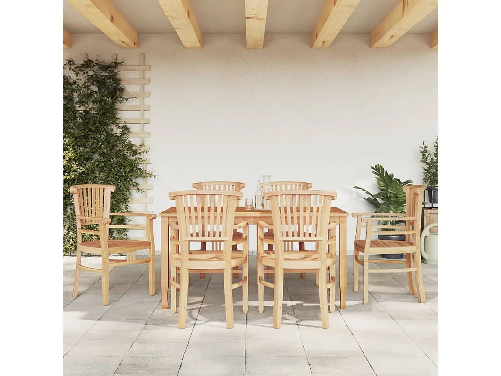 Ensemble à dîner de jardin 7 pièces Bois de teck solide