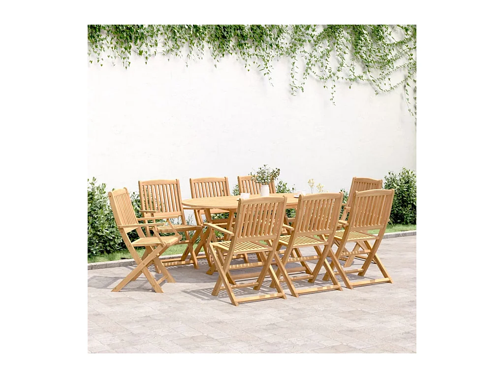 Ensemble à manger de jardin 9 pièces bois d'acacia solide