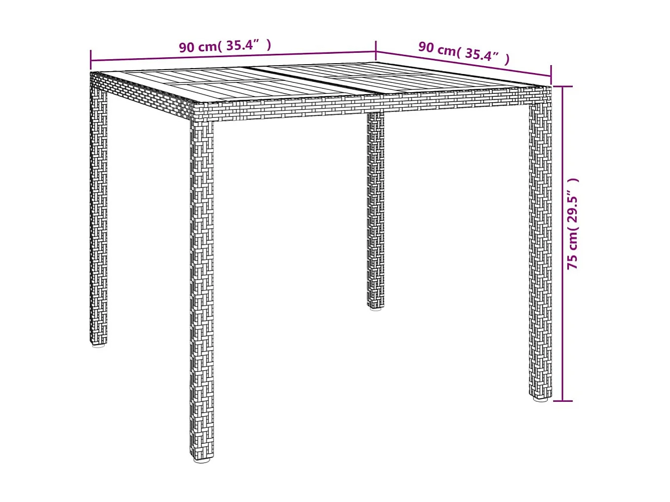 Set comedor de jardín 3 piezas con cojines ratán sintético negro