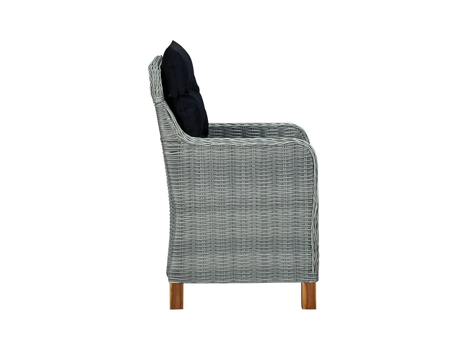 Mobilier à dîner 7 pièces avec coussins Résine tressée Gris clair