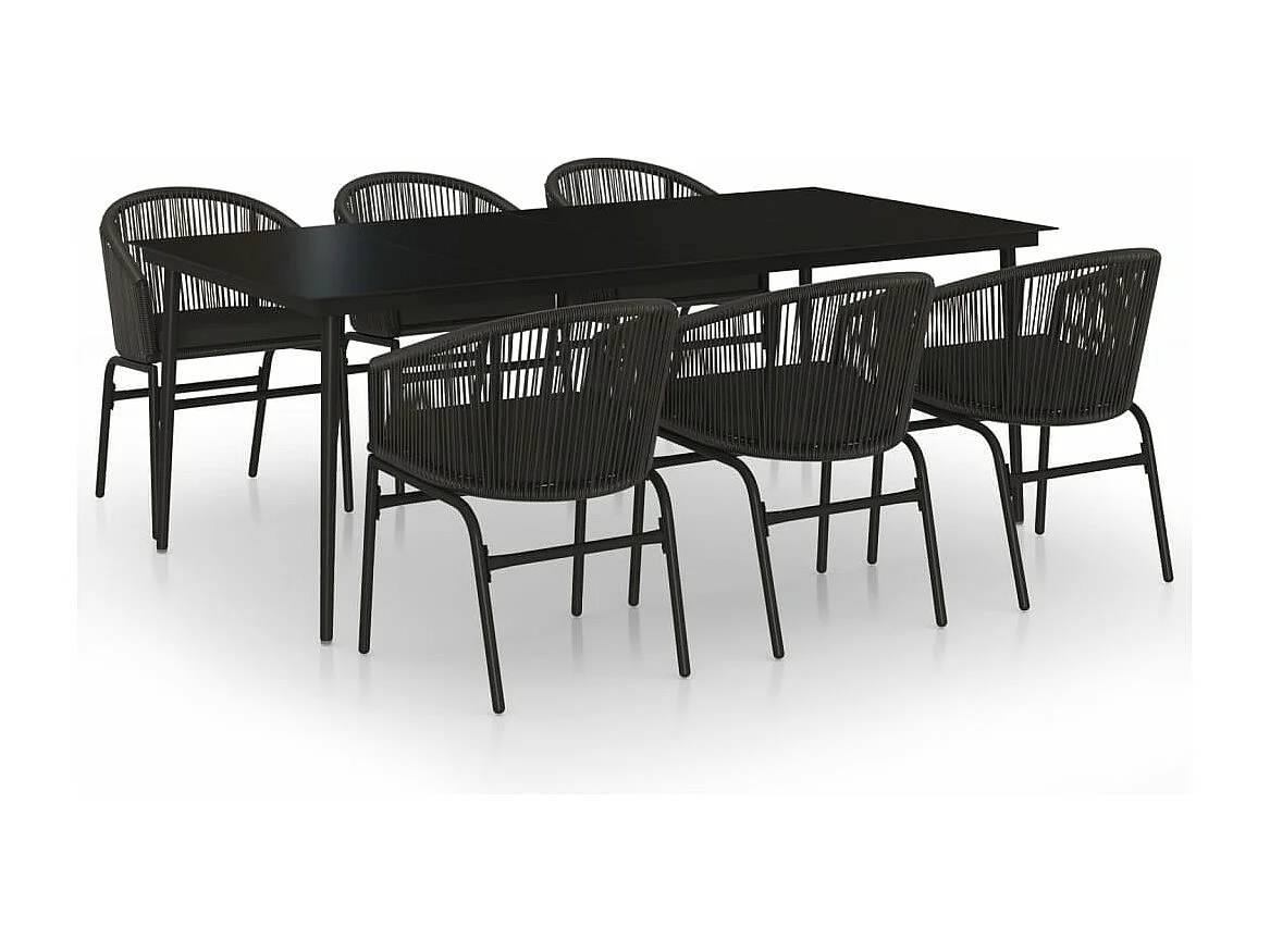 Ensemble de salle à manger de jardin 7 pièces Noir