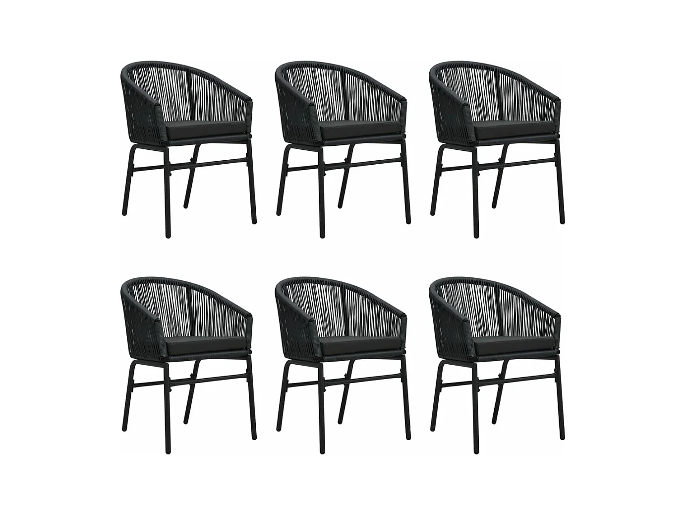 Ensemble de salle à manger de jardin 7 pièces Noir