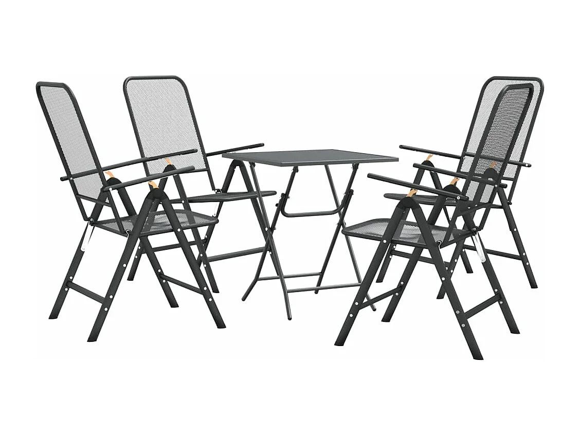 Set de comedor de jardín 5 piezas malla metal expandido antracita