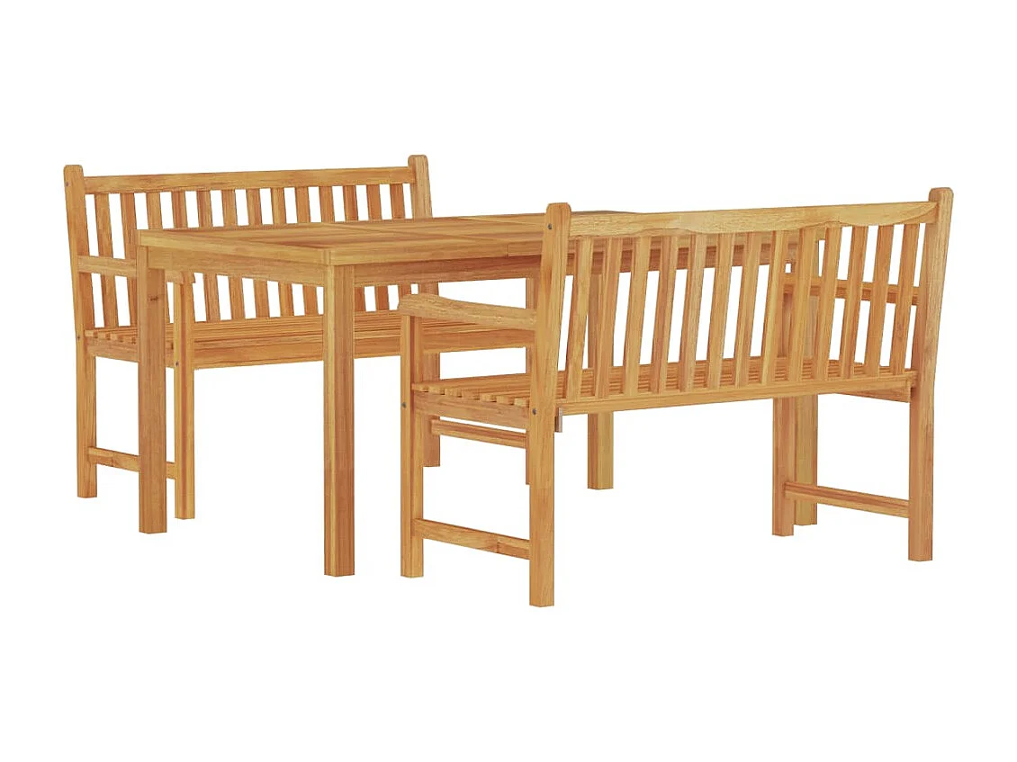 3 peças conjunto de jantar para jardim madeira de teca maciça