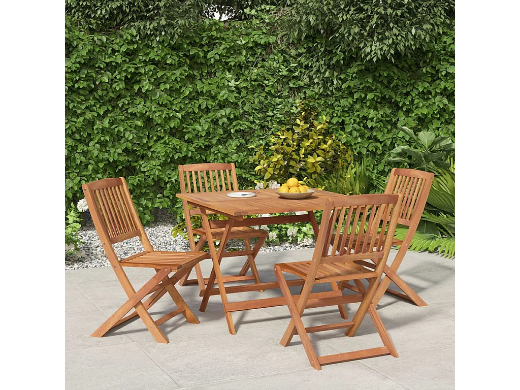 Juego de comedor de jardín 5 piezas madera maciza de acacia