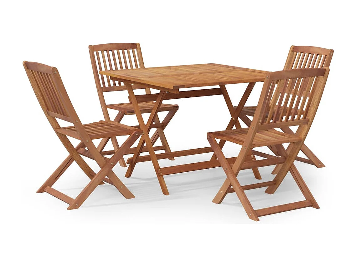 Juego de comedor de jardín 5 piezas madera maciza de acacia