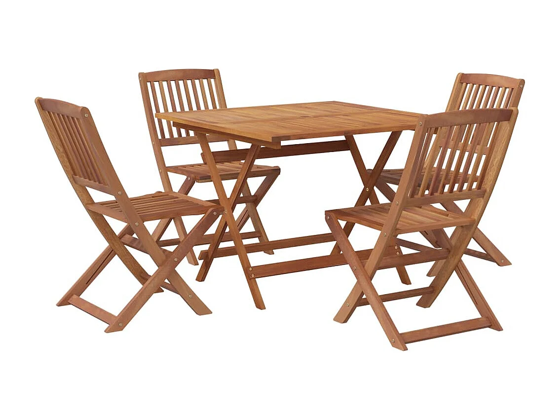 Juego de comedor de jardín 5 piezas madera maciza de acacia