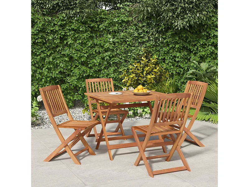 Juego de comedor de jardín 5 piezas madera maciza de acacia