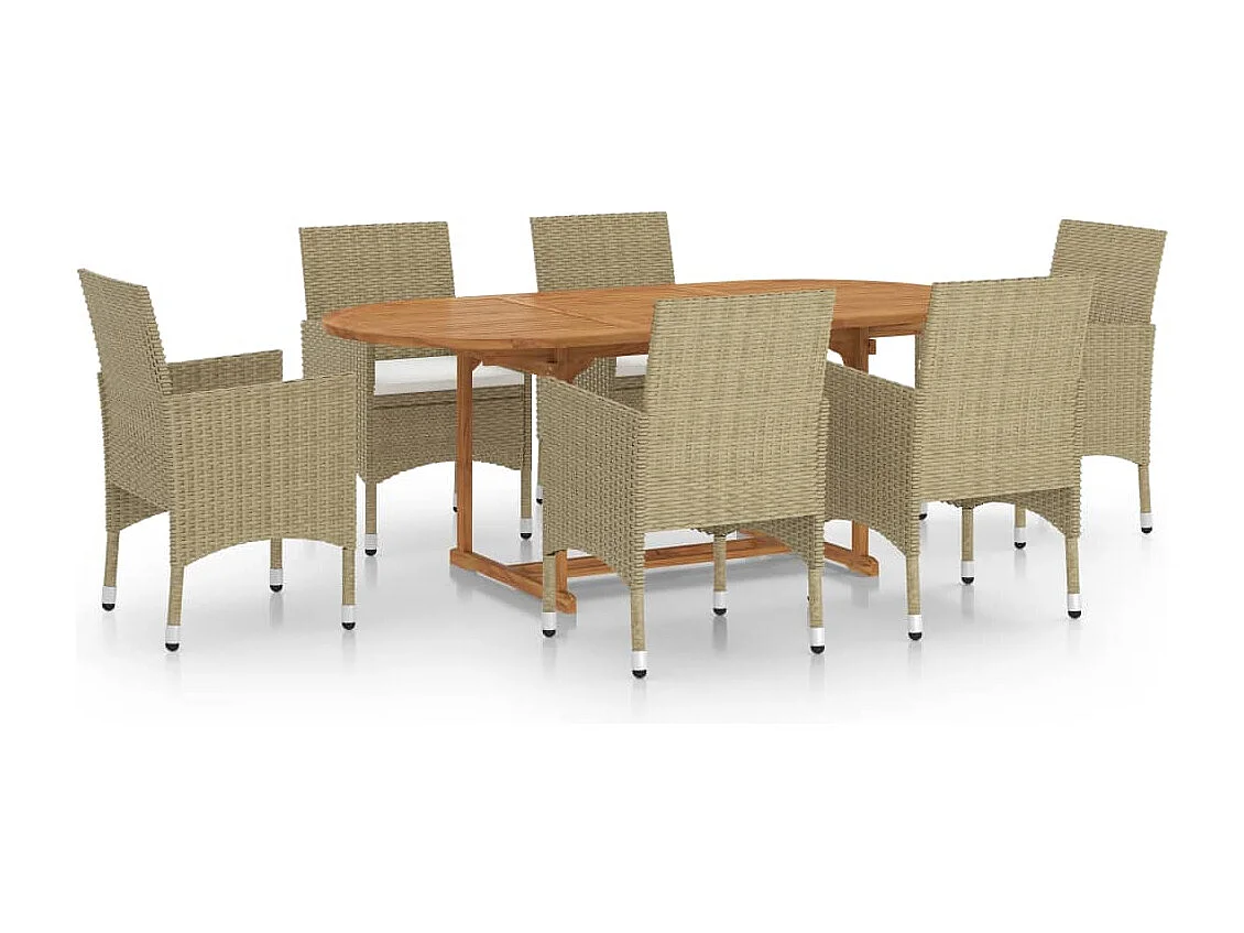 7-delige Tuinset poly rattan beige