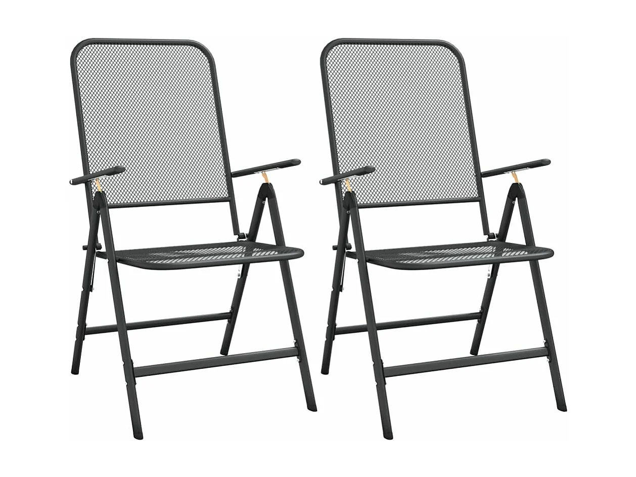 Set de comedor de jardín 3 piezas malla metal expandido antracita