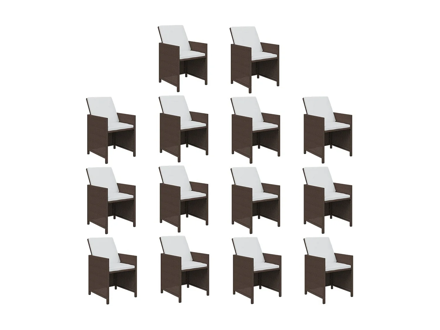Ensemble à dîner de jardin coussins 15 pièces Résine tressée Marron