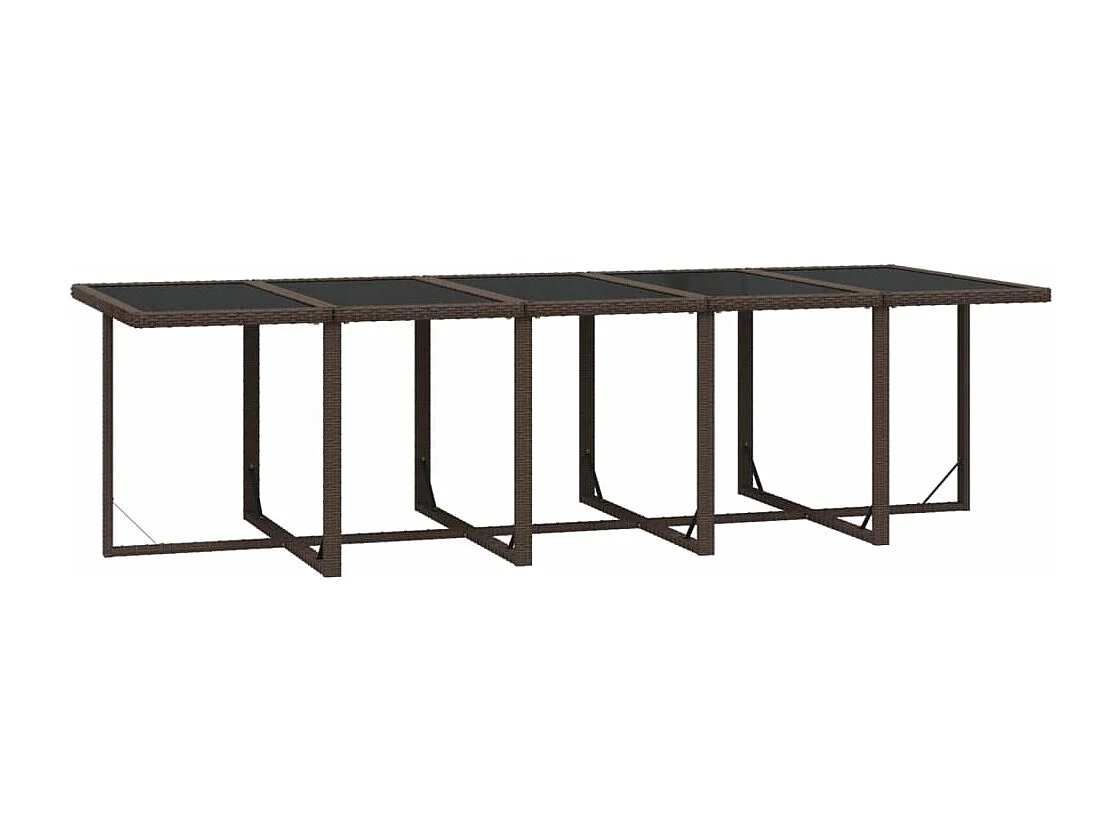 Ensemble à dîner de jardin coussins 15 pièces Résine tressée Marron