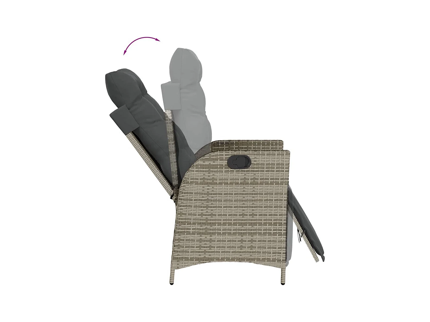 Ensemble à manger de jardin 3 pièces coussins gris résine tressée