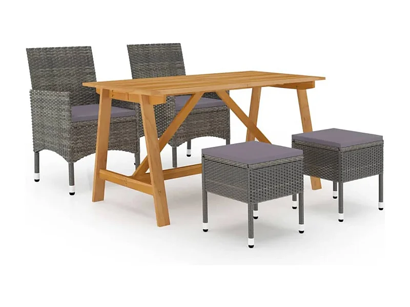 Juego de comedor de jardín de 5 piezas gris