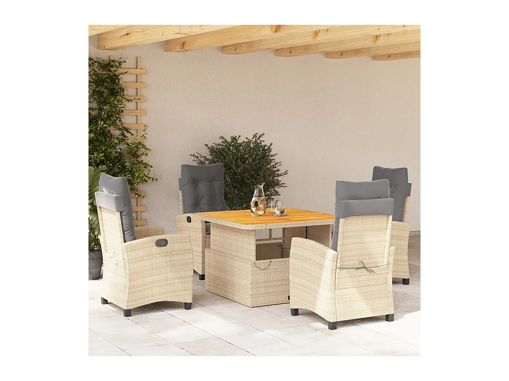 5-delige Tuinset met kussens poly rattan beige