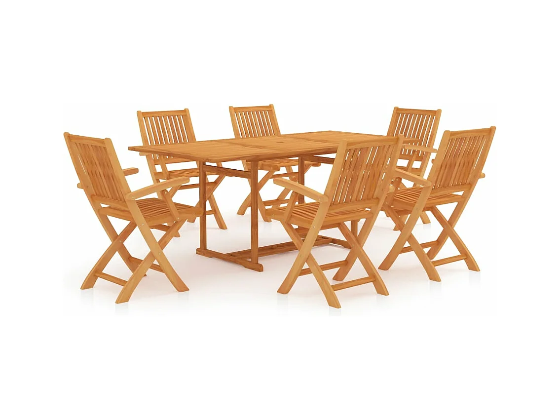 Ensemble de salle à manger de jardin 7 pièces Bois de teck massif