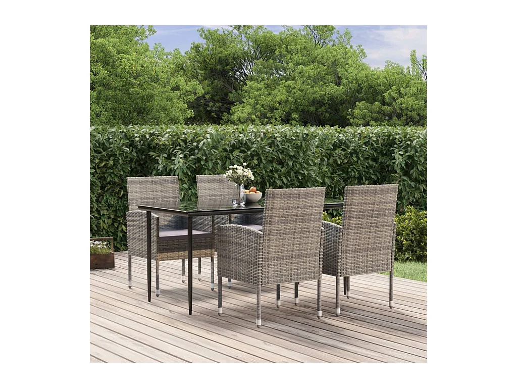 Ensemble à dîner de jardin et coussins 5 pièces Anthracite