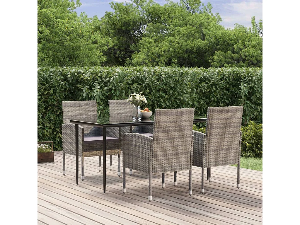 Ensemble à dîner de jardin et coussins 5 pièces Anthracite