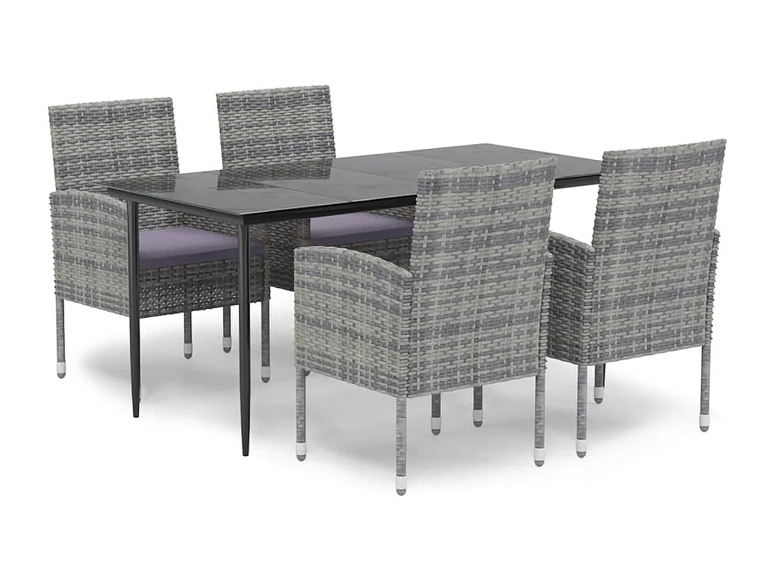 Ensemble à dîner de jardin et coussins 5 pièces Anthracite