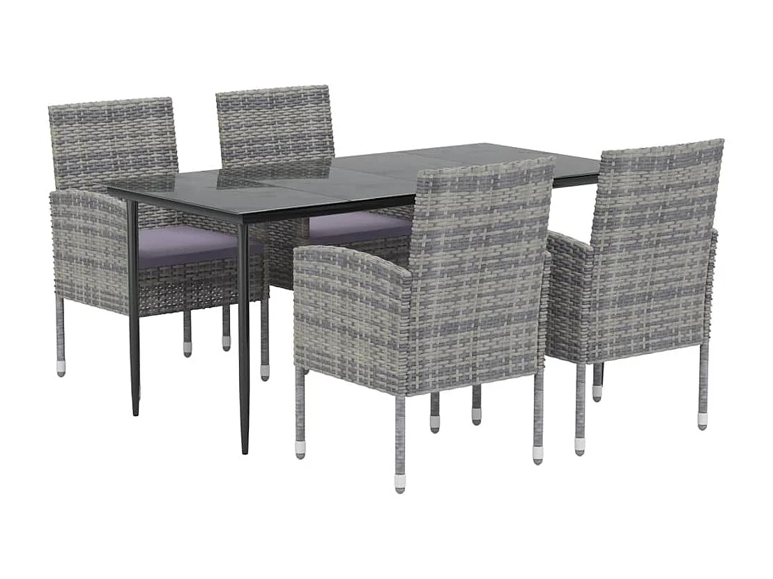 Ensemble à dîner de jardin et coussins 5 pièces Anthracite