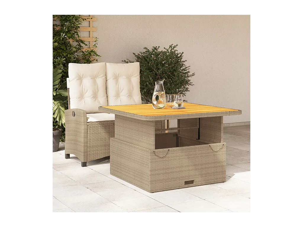 2-delige Tuinset met kussens poly rattan beige